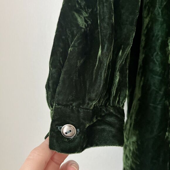 Indian Market‎ Alfredo’s Wife 2 pc green velvet skirt blouse set L RARE - Picture 3 of 8